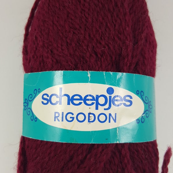 Vintage Scheepjes Rigodon Yarn, Virgin Wool & Vinyon, Burgungy Yarn, Afghan Yarn, Scarf Yarn,Fiber Notions