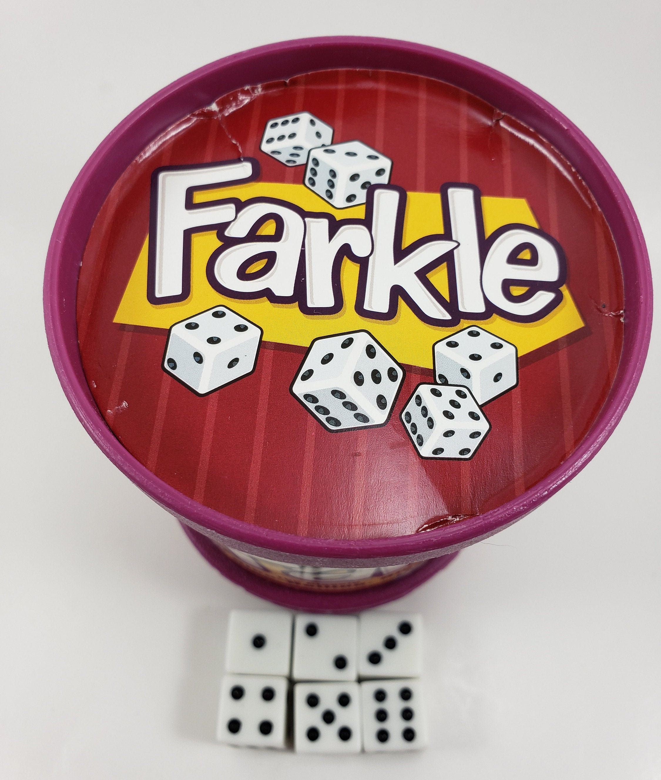 Houten Farkle Dobbelsteenlade Set, Farkle Klassiek Dobbelspel met 30cm Lade 6 Parel Dobbelstenen 1 Scoreblok en 4 Markers Houder voor Het Klassieke Familiespel