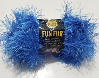 Löwe Marke Fun Fur # 106 &quot;Bright Blue&quot; Garn - 3 Stränge