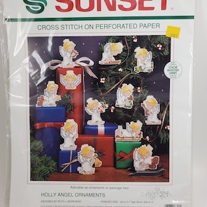 Vintage Sunset Cross Stitch &quot;Holly Angel Ornaments&quot; Kit