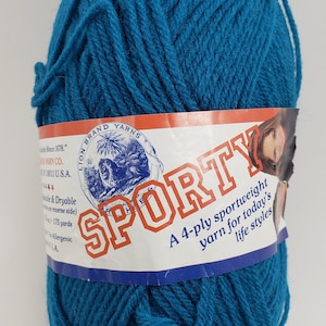 Vtg. Lion Brand Sporty &quot;Teal&quot; Yarn - 2 Skeins