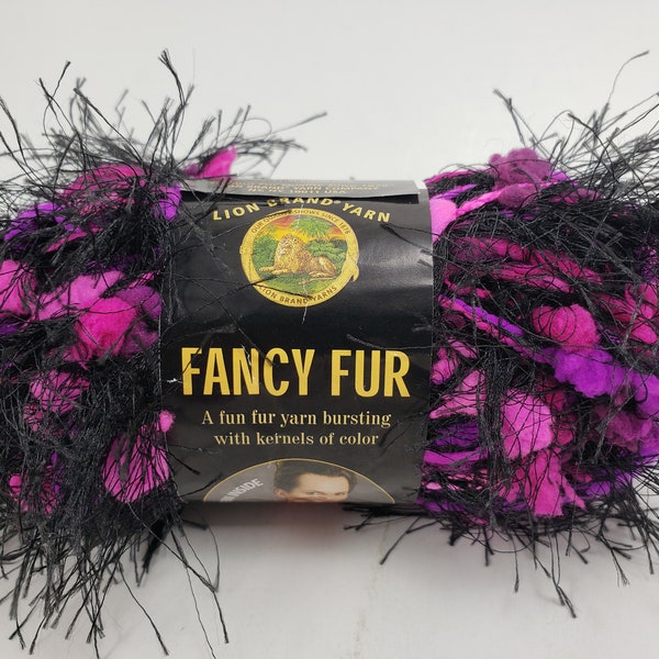 Lion Brand Fancy Fur # 262 "Flaming Fuchsia" Multi Colored, Variegated Yarn