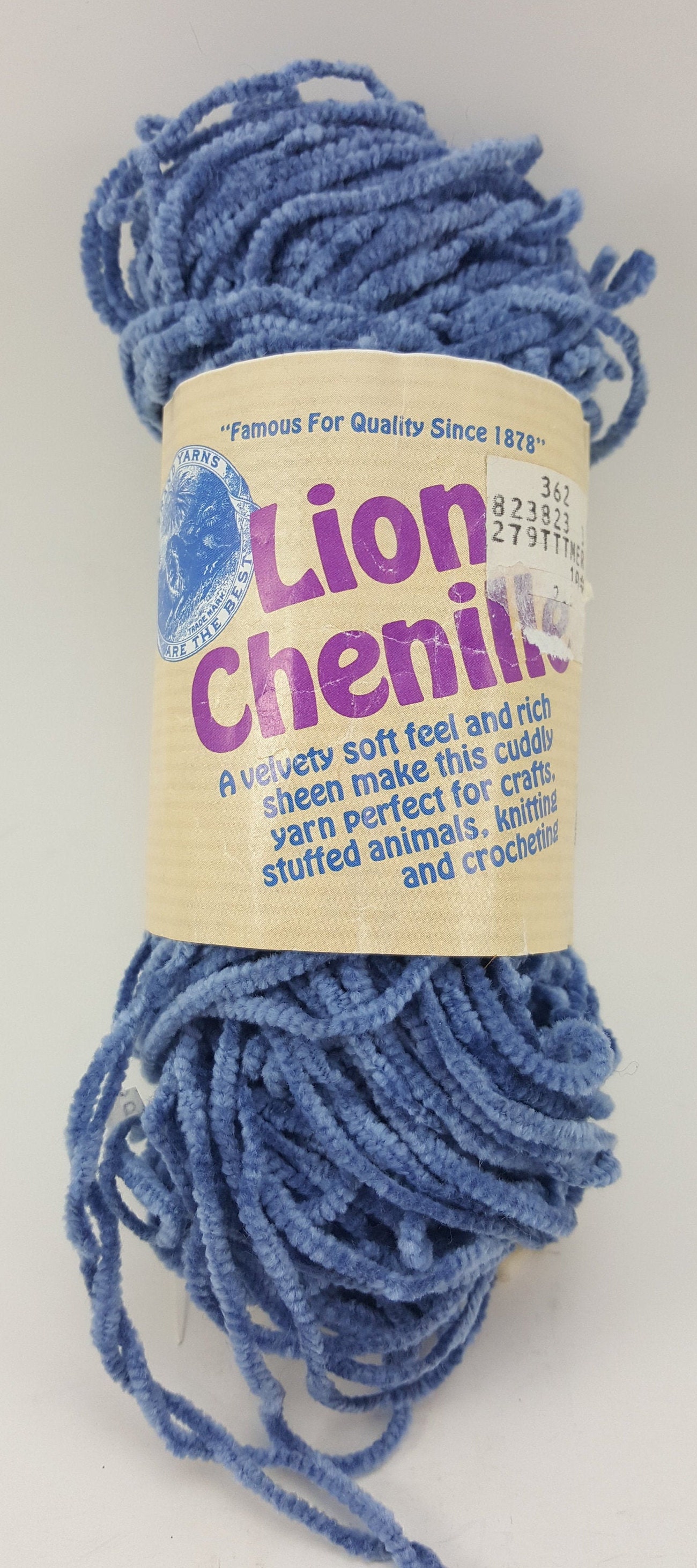 Lion Brand Chenille Yarn 111 Denim Blue Yarn Etsy