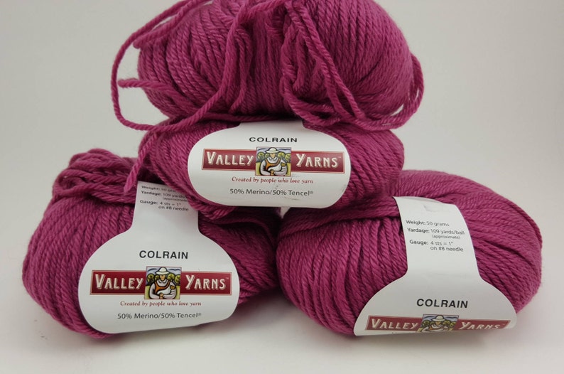 Colrain Valley Yarn 109 Yards Worsted Weight Yarn Tencel Yarn Burgundy Yarn 1.7 ozs Peru Yarn Merino Yarn Mauve Yarn