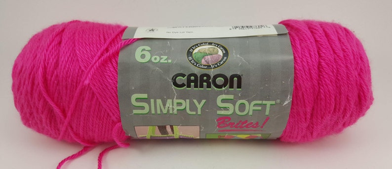 6 oz 315 yds Bright Pink Yarn # 9604 Watermelon No Dye Lot Yarn 100/% Acrylic Caron Simply Soft Brites Yarn
