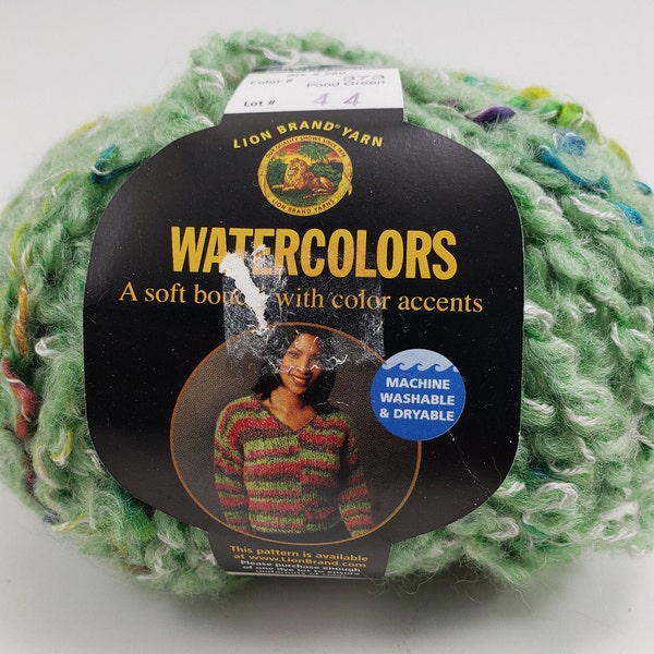 Lion Brand Watercolors # 373 "Pond Green" Yarn -2 Skeins