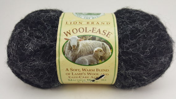 Lion Brand Wool-ease 502 black Frost Yarn 