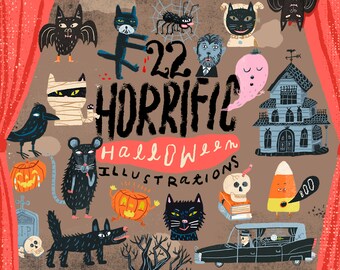 NEW! 22 Horrific Halloween Illustrations: A digital download for the daring