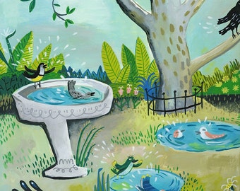 Birdbath. A limited edition giclee print.