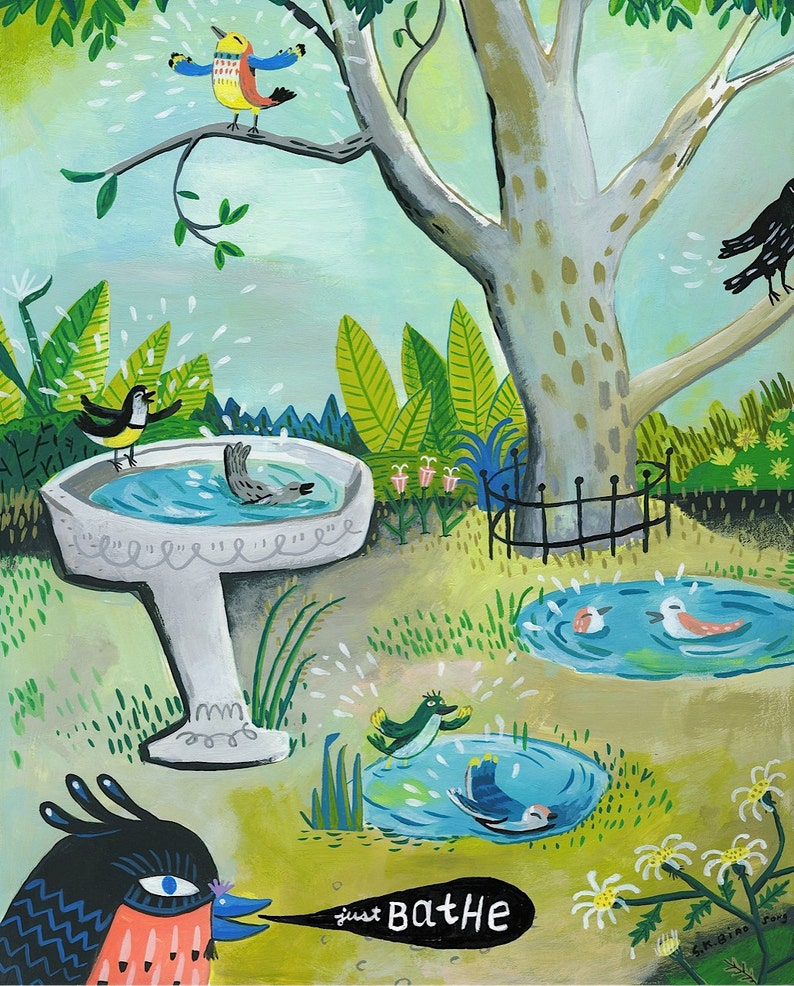 Birdbath. A limited edition giclee print. image 1