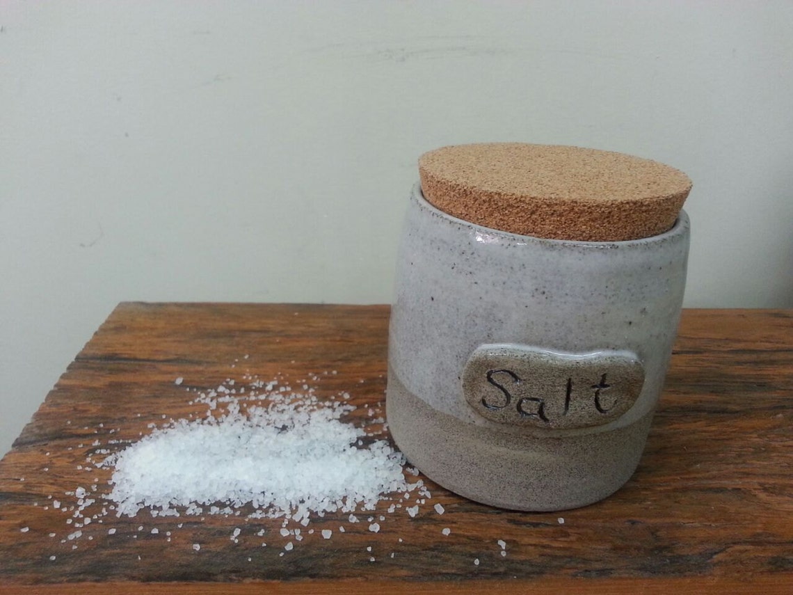 Pottery Salt Jar With Cork Lead Salt Dish House Warming Etsy
