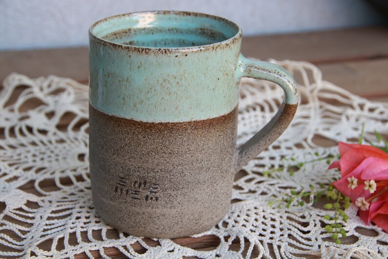 Stoneware tea cup pottery tea cup turquoise tea cup Etsy