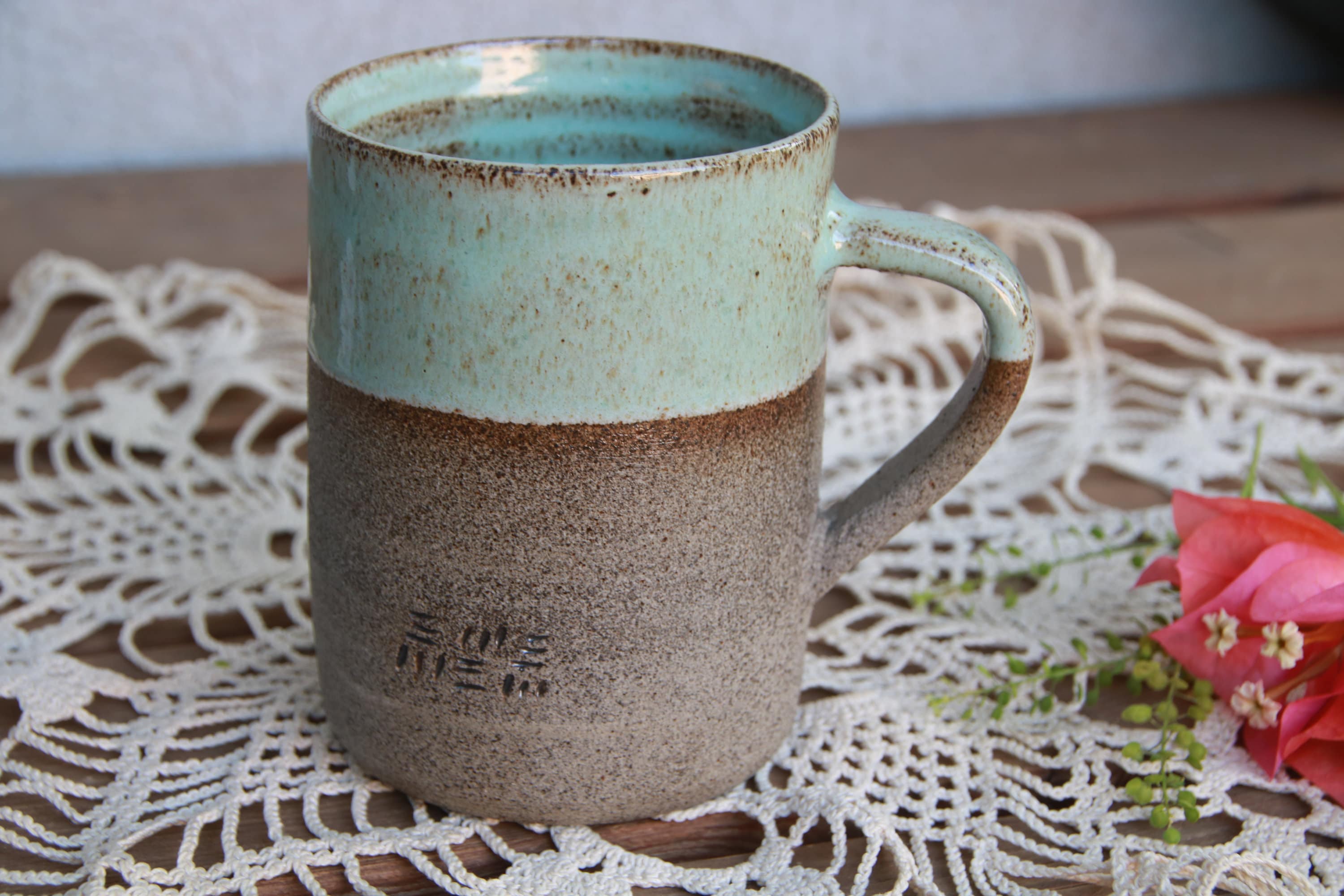 Stoneware tea cup pottery tea cup turquoise tea cup Etsy