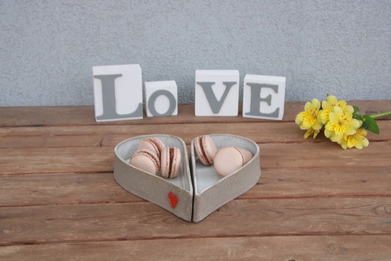 Pottery serving dishes heart shape serving plates ceramic tableware wedding gift image 1