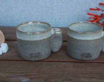 Ceramic espresso cup set of 2, stoneware cup set, ceramic rustic coffee cup, rustic coffee cup, ceramic coffee cup, ceramic cup with handle