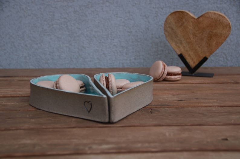 Heart dish, pottery serving dishes, heart shaped bowl, turquoise ceramic serving dish, valentines day gift, wedding gift, heart baking dish image 8