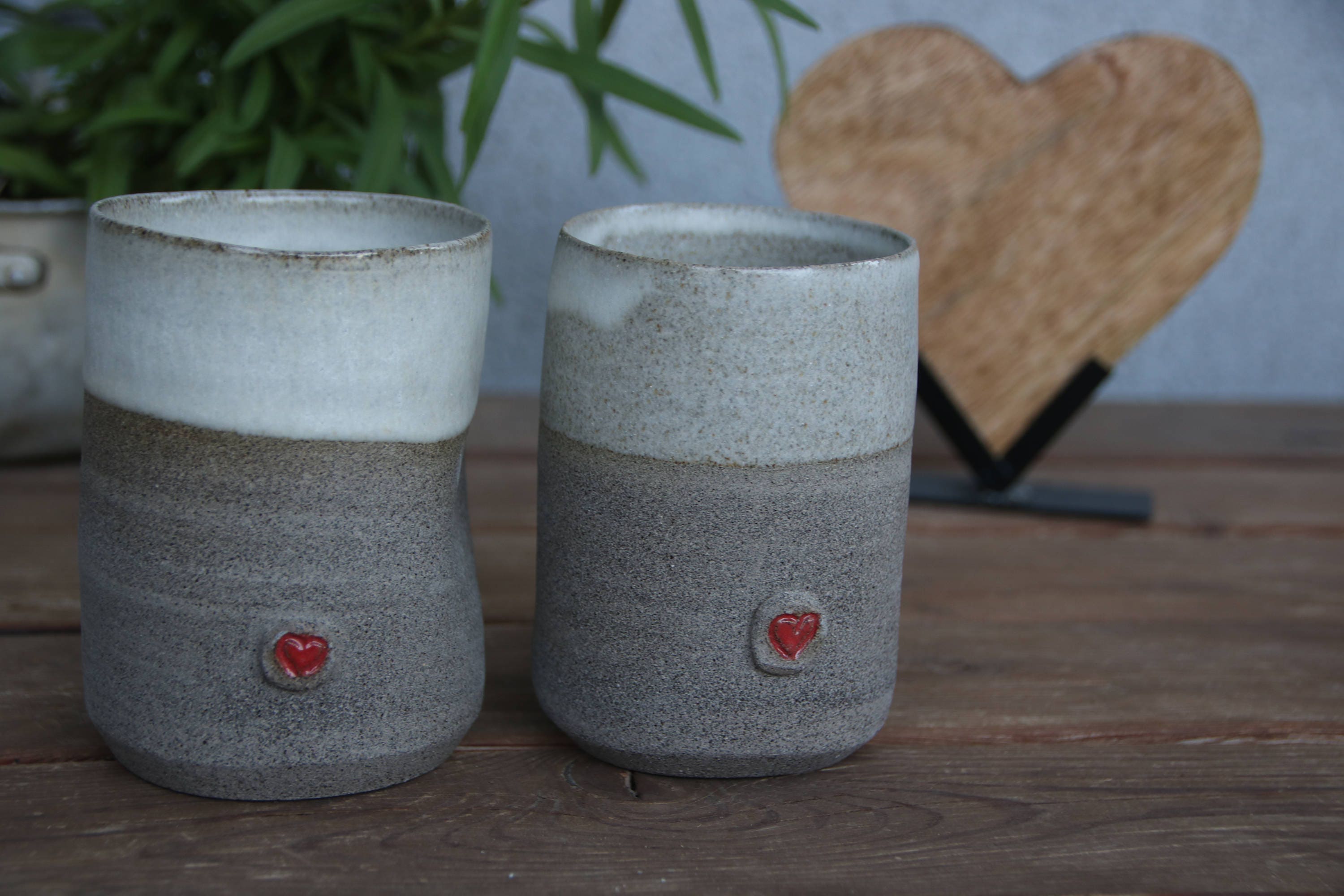 Set of Two Pottery Coffee Mugs Without Handles 2 Ceramic Etsy