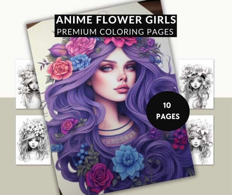 Printable Anime Flower Girls Coloring Pages Coloring Page Etsy