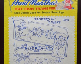 Transferencias para planchar de la tía Martha - Flores para lino n.° 3805 - Bordado, bordado, pintura sobre tela y acolchado