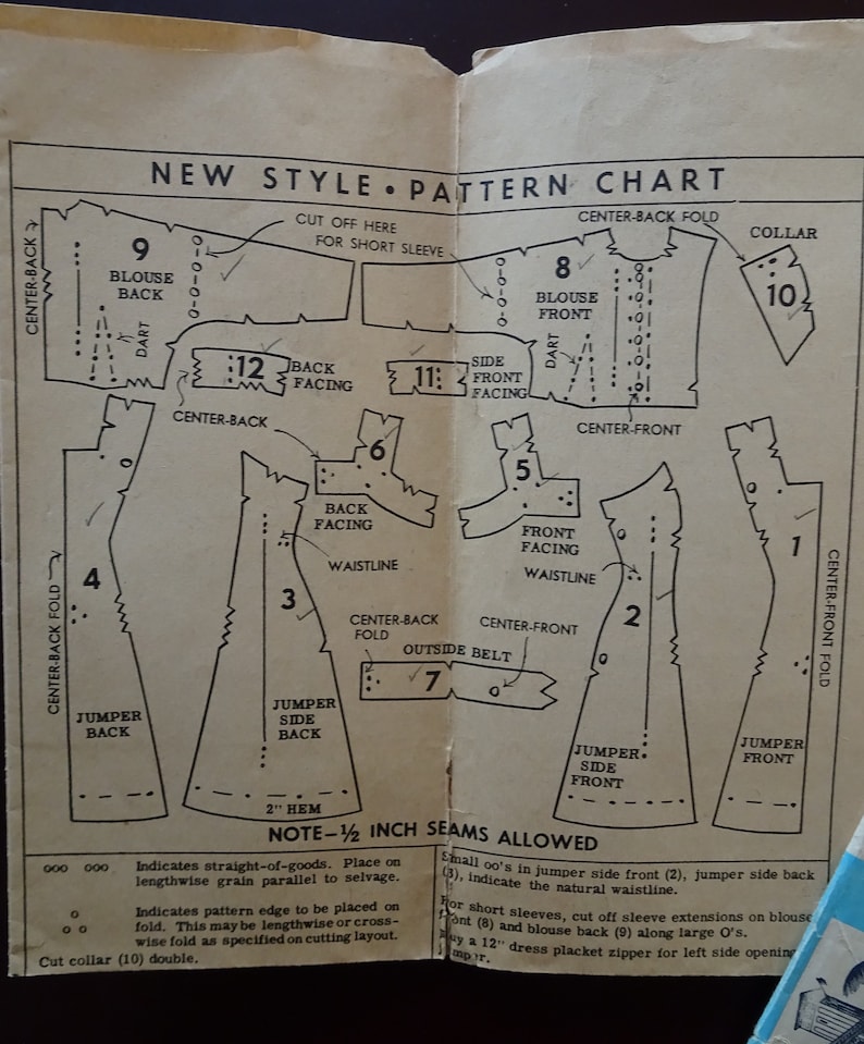 Bust 32 Vintage 40/'s Pattern By Mail New Style #2951 Sleeve Variations Hip 35 Square Neckline Sleeveless Dress with Jacket Size 14