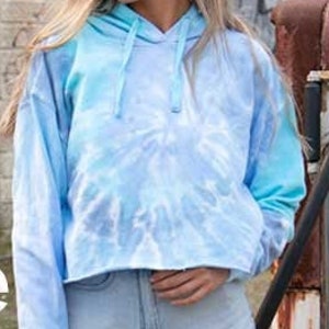 Crop Top Hoodie Tie Dye Neon Bright Colors ADULT SIZE XS-L