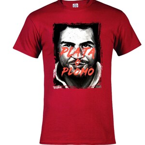 Maglietta Uomo Pablo Escobar 'Plata O Plomo' Stampa DTG, 100% Cotone, Taglia Large