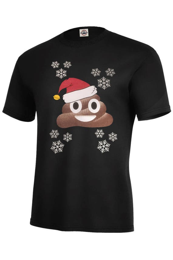 Funny Emoji Santa Hat Christmas Poop Shirt For Kids & Adults Funny Emoji Santa Hat Christmas Poop Shirt For Kids & Adults