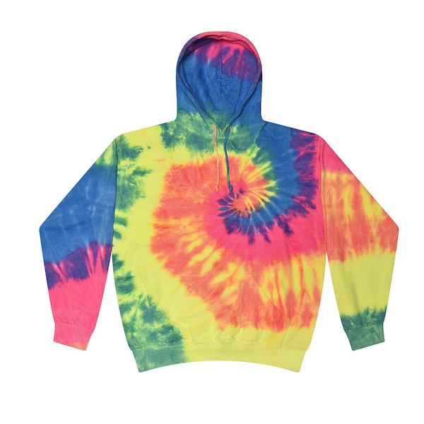 Tie Dye hoodie Neon Bright Colors Fun New Pullover Hoodies  Kids Size  Xs 2-4 TO L14-16 Unisex ADULT SIZE S-3XL