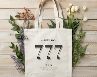 Angel Number Tote Bag | Cotton Canvas Tote Bag | Manifest Divine Energy | Trendy Reusable Tote | Minimalist Tote