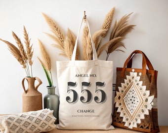 Angel Number Tote Bag | Cotton Canvas Tote Bag | Manifest Divine Energy | Trendy Reusable Tote | Minimalist Tote