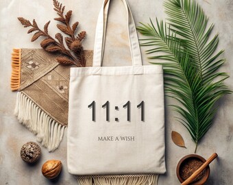 Angel Number Tote Bag | Cotton Canvas Tote Bag | Manifest Divine Energy | Trendy Reusable Tote | Minimalist Tote