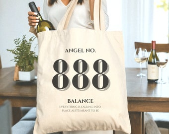 Angel Number Tote Bag | Cotton Canvas Tote Bag | Manifest Divine Energy | Trendy Reusable Tote | Minimalist Tote