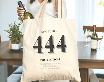 Angel Number Tote Bag | Cotton Canvas Tote Bag | Manifest Divine Energy | Trendy Reusable Tote | Minimalist Tote