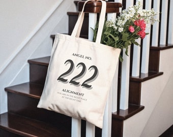 Angel Number Tote Bag | Cotton Canvas Tote Bag | Manifest Divine Energy | Trendy Reusable Tote | Minimalist Tote