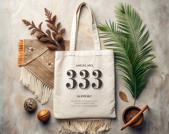 Angel Number Tote Bag | Cotton Canvas Tote Bag | Manifest Divine Energy | Trendy Reusable Tote | Minimalist Tote
