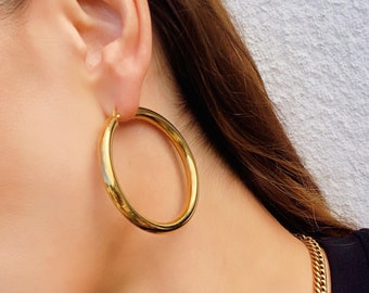 Elisa - Gold Hoop Earrings Thick. Large Hoop Earrings Thick Gold Hoop Earrings. Chunky Hoop Earrings. Gift for Her. Gold Earrings. Christmas