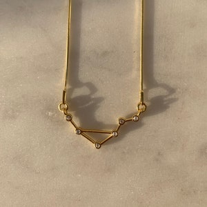 Collana con segno zodiacale Bilancia: gioielli con costellazione in argento sterling placcato oro
