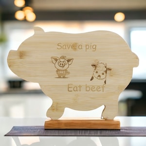 Bamboo cow, chicken or pig cutting board 13.75&quot; x 8.75&quot;