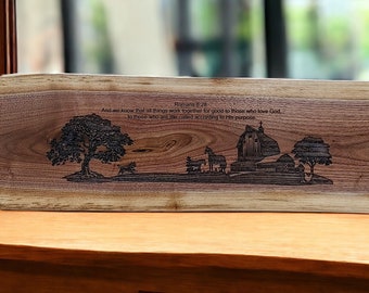 Live edge laser engraved wood sign 8" x 24"