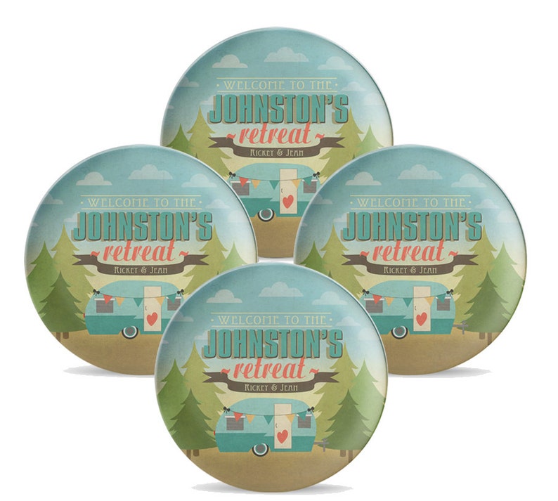 Set of 4 Personalized Camper Plates Personalized Melamine Etsy
