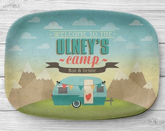 Personalized RV Trailer Platter, Personalized Melamine Camper Serving Platter, Personalized Serving Tray, Camping Decor, RV Decor