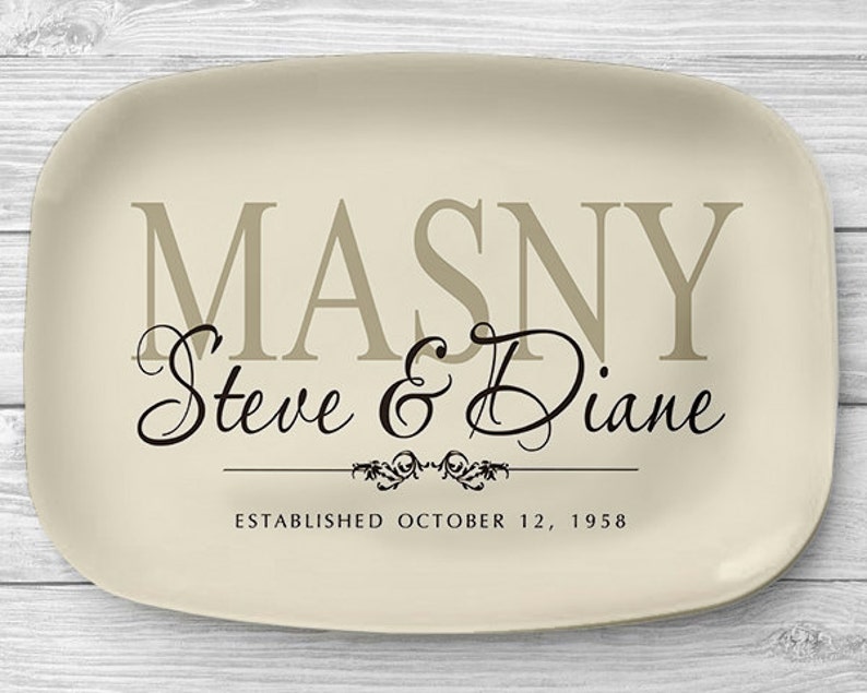 Personalized Serving Tray Ivory Family Name Platter Etsy