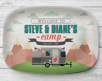 Personalized Melamine Airstream Platter, Personalized Camping Serving Platter, Glamping Camper Decor, Airstream Decor