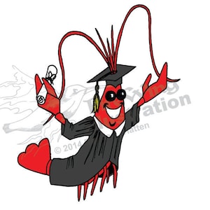 Graduation Crawfish Graphic BLACK