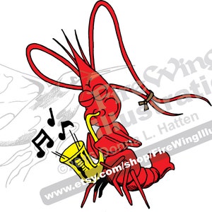 Crawfish Playing Saxophone Graphic