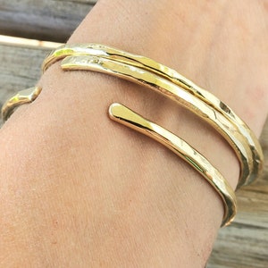 Heavily Hammered Stacking Bangle Bracelets in Jeweler&#39;s Brass, Copper, or Bronze, Create Your Set