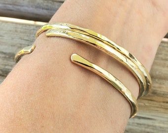 Heavily Hammered Stacking Bangle Bracelets in Jeweler's Brass, Copper, or Bronze, Create Your Set