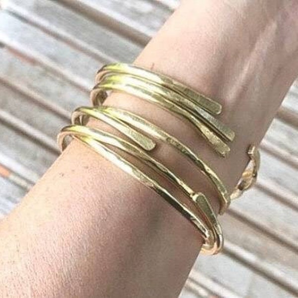 Minimalist Hammered Jewelers Brass, Copper, or Bronze Stacking Bangle Bracelet, Create Your Set