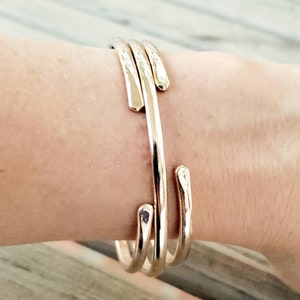 Half Round Bronze Bangle Bracelet | Create Your Set of Golden Bangles | Adjustable Boho Bangles | Stacking Bridesmaid Brass Bangles