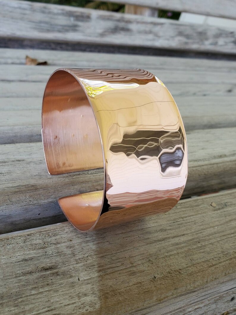 Cold Worked Hammered Copper Cuff Bracelet Customized Bracelet Gypsy Bracelet Ethnic Bracelet Boho Bracelet Polished Copper Cuff image 3